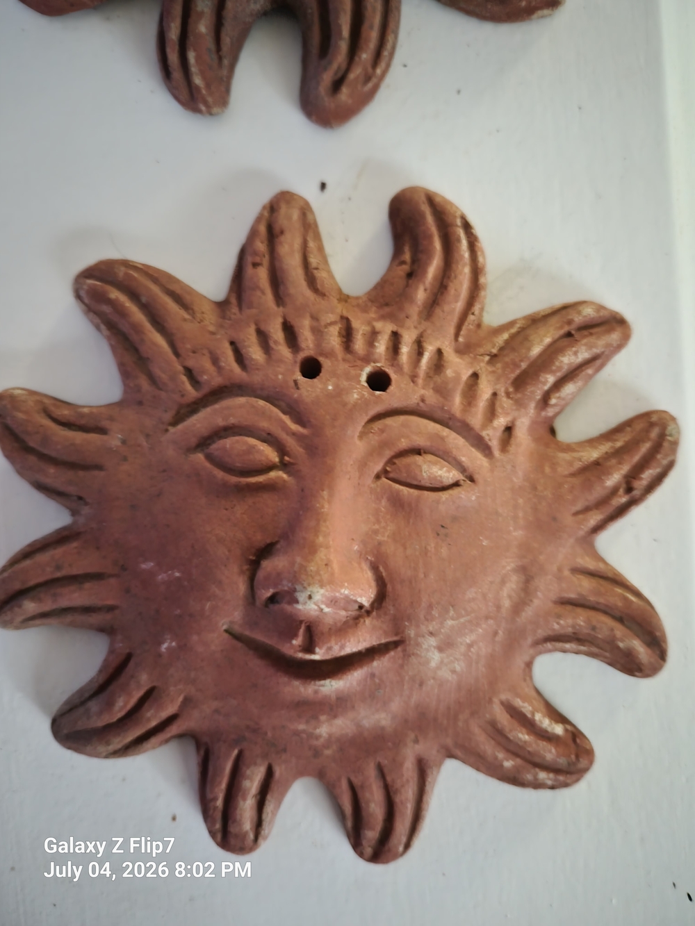 Rustic Sun Face Wall Décor Pair - Terracotta Finish 2pcs. - Picture 3 of 9